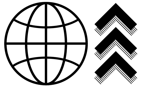 Web symbol with 3 arrows pointing upward