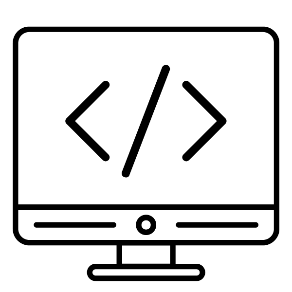Computer outline with HTML code symbol
